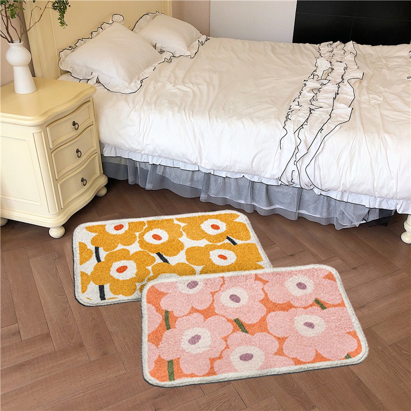 thảm lót cửa chùi chân Mềm Mại Thấm Hút Nước Chống Trượt Họa Tiết Hoa Dễ Thương