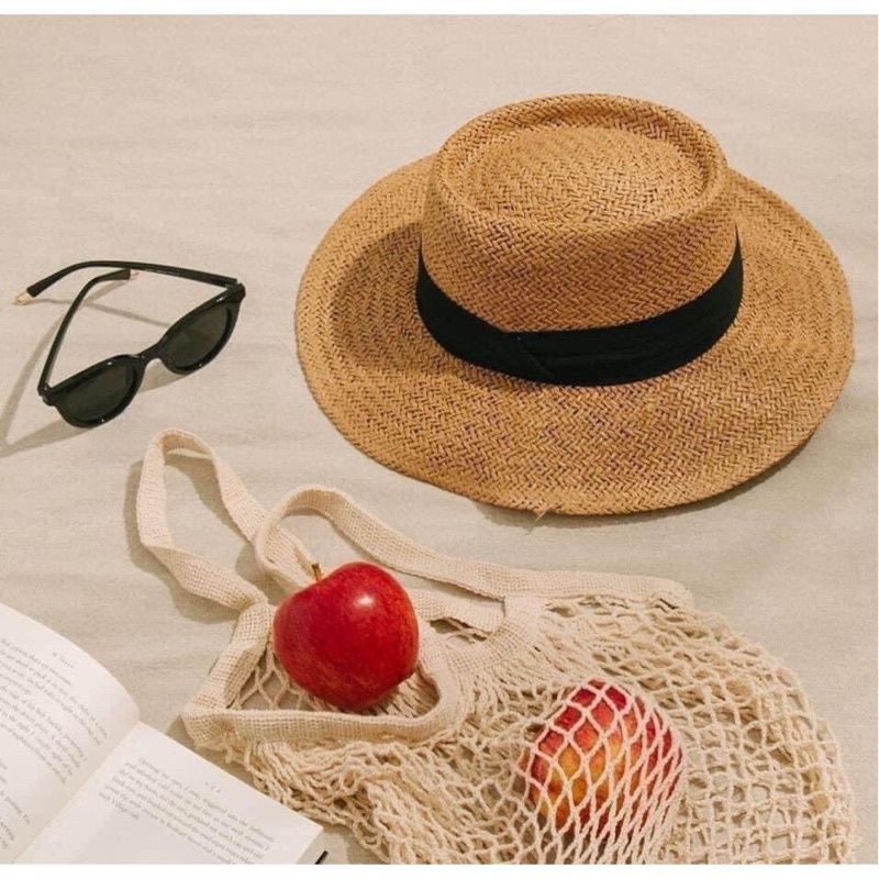 Mũ Cói Gaucho Rộng Vành Chất Nón Cói Quảng Châu Form Đẹp Màu Nâu Sang Chảnh Đóng Hộp To Giữ Form