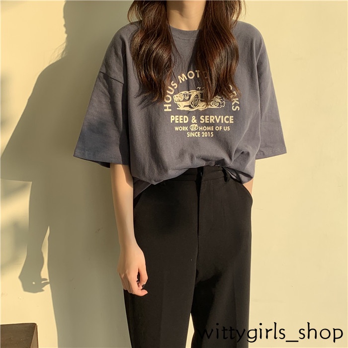 Wittygirls-áo Thun Tay Ngắn Oversize Phong Cách Bf Cho Nữ