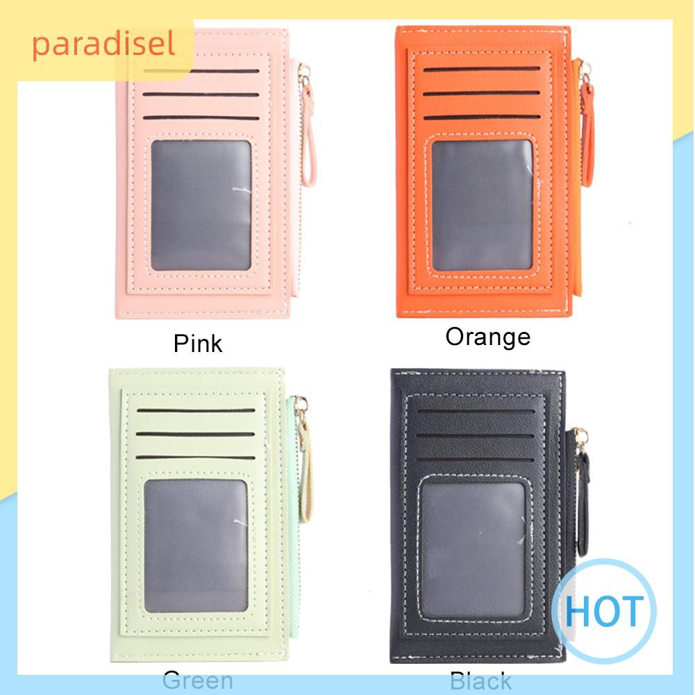 Ví đựng tiền nhiều ngăn dạng ngắn bằng da PU màu trơn thời trang min ih1 cho nữ