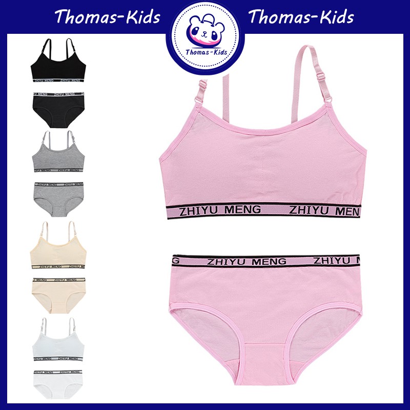 Bộ đồ lót vải Cotton mềm mại có đệm ngực tháo được cho bé gái B203