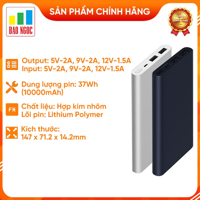 [Mã SKAMA06 giảm 8% đơn 250k]Pin sạc dự phòng Xiaomi Gen 3 10000mAh