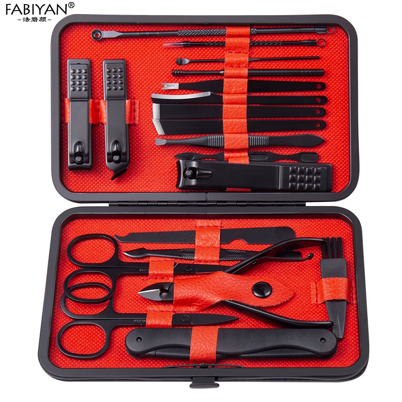 Bộ cắt móng tay FABIYAN với dụng cụ tỉa lông mày bằng thép không gỉ kèm hộp đựng/Bộ Cắt Móng Tay Cao Cấp FABIYAN