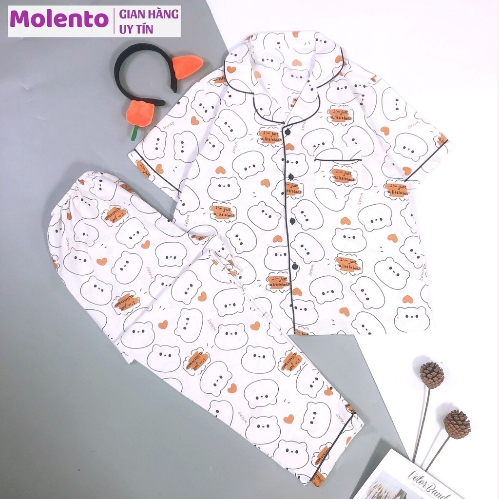 Bộ mặc nhà nữ thu đông Molento cộc tay quần dài chất kate thái loại 1 siêu nhẹ, thoáng mát - M55 | BigBuy360 - bigbuy360.vn