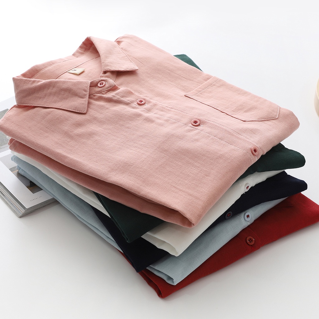 Áo Sơ Mi Cotton Dài Tay Đính Nút Thời Trang Nữ Tính 2022