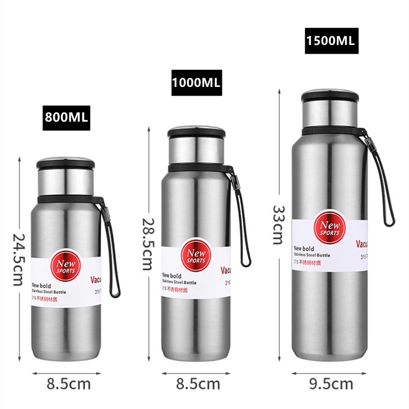Bình Nước Giữ Nhiệt 1000ml / 1500ml Bằng Thép Không Gỉ Hai Lớp Kèm Đồ Lọc Dung Tích Lớn