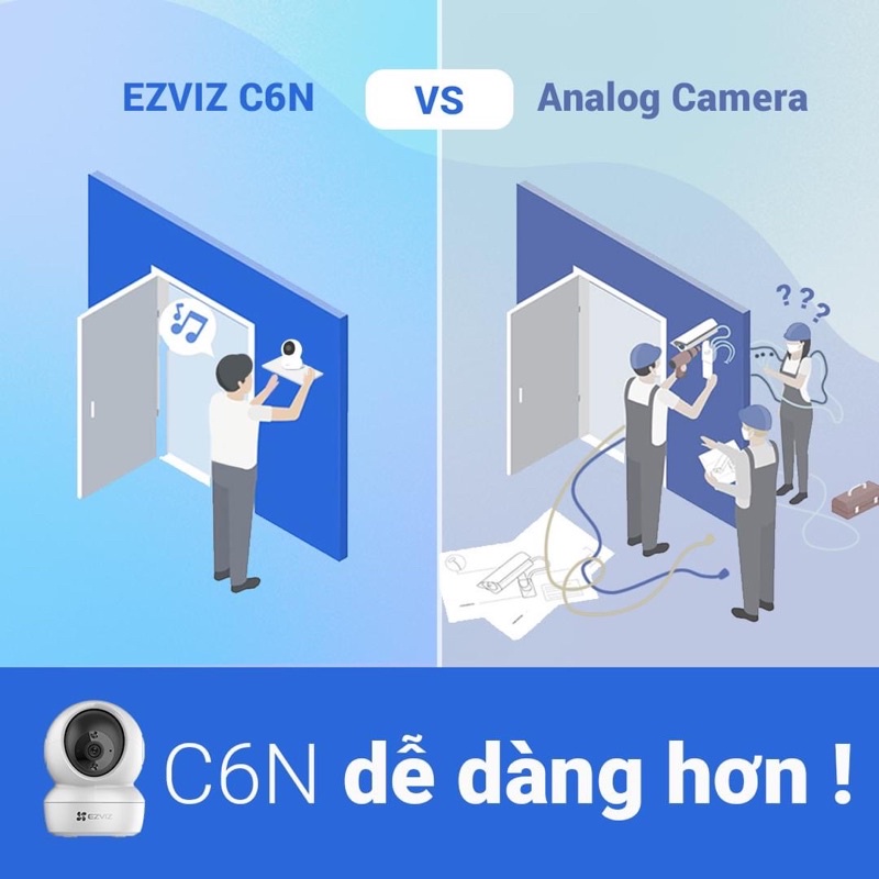 Camera WIFI trong nhà xoay 360 Ezviz C6N 2MP/4MP hàng chính hãng.