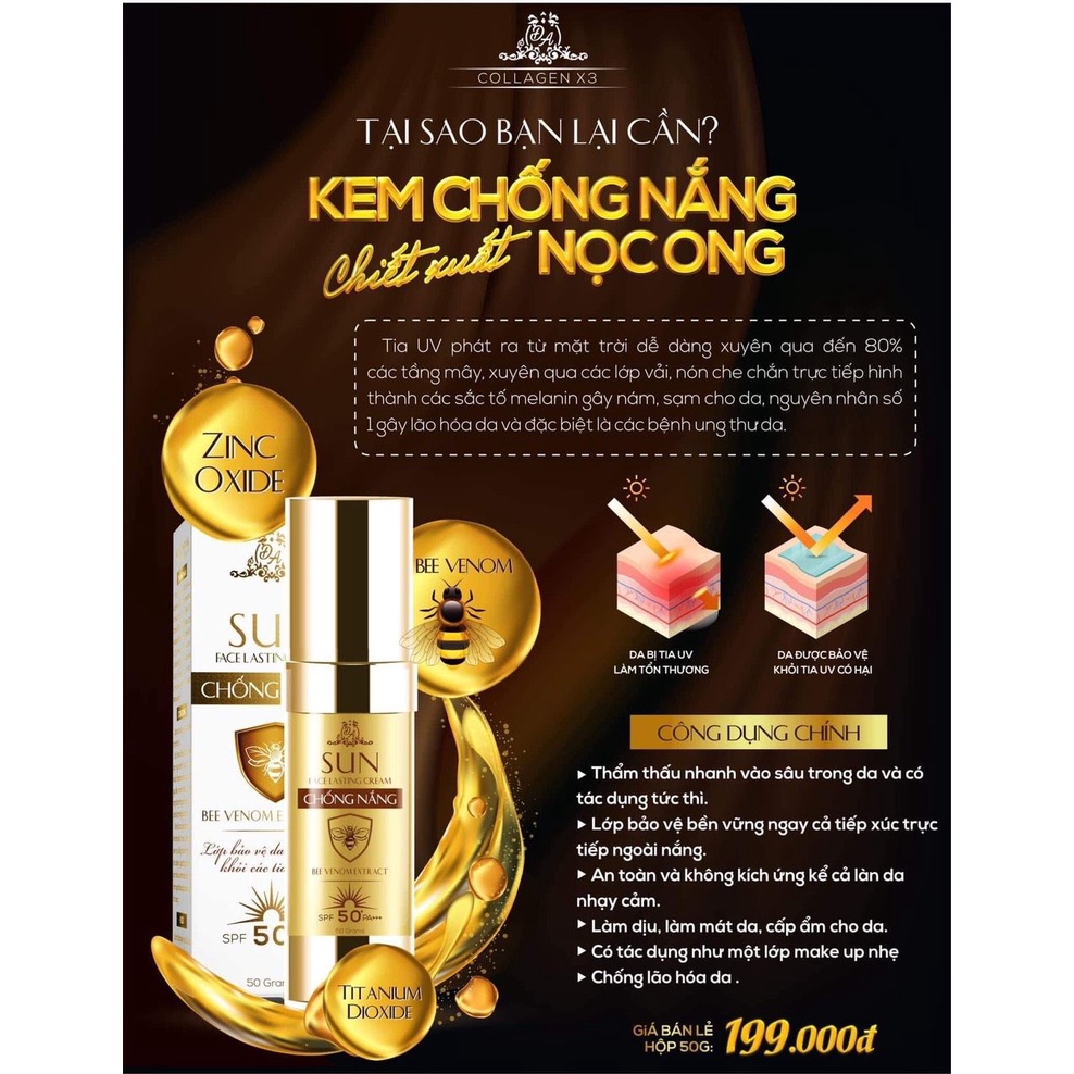 Kem Chống Nắng Đông Anh Collagen X3 SPF50+ kem chống nắng nọc ong Mỹ Phẩm Đông Anh