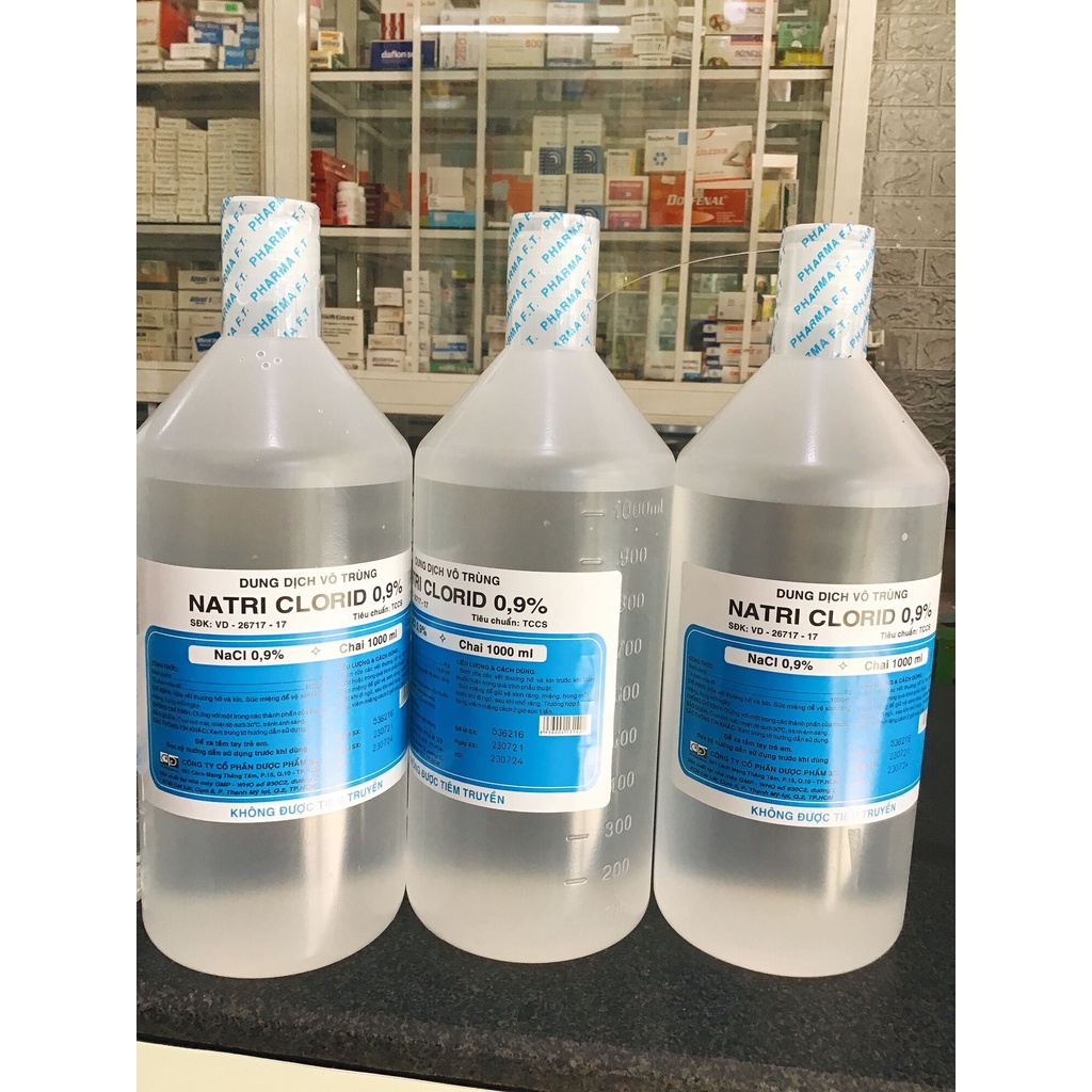 nước muối natri clorid 0,9% | Nước muối sinh lý | Nước natri clorid 0 9 | xúc miệng, sát-khuẩn ngoài da