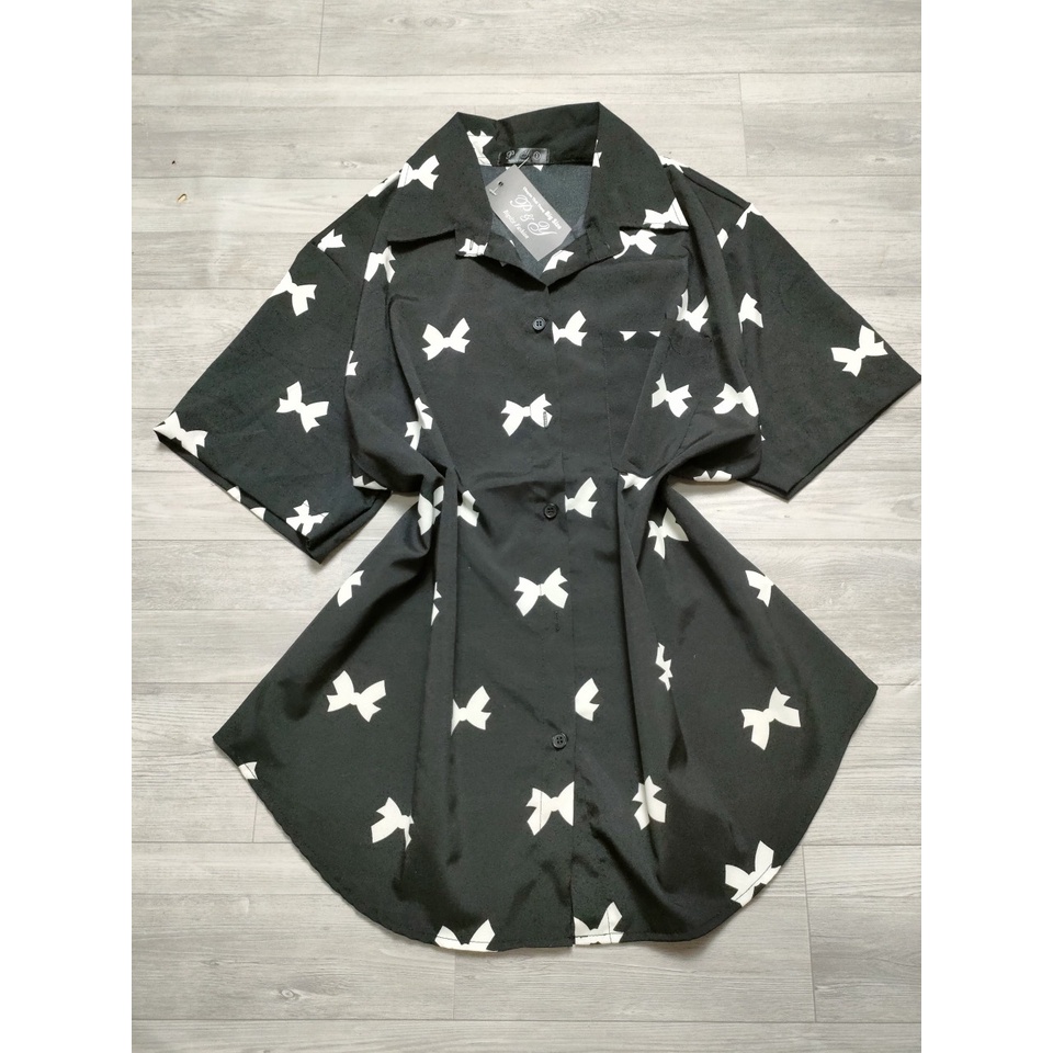 Áo Sơ Mi Nơ Tay Ngắn Bigsize Nữ Chất Vải Lụa Mặc Mát,Áo Sơ mi nữ dễ thương mã smht nơ