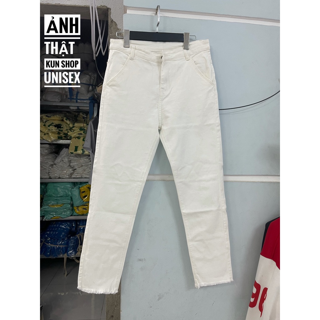 Quần jean nam hàn quốc baggy jeans nam ống rộng màu trắng unisex Kun Shop | BigBuy360 - bigbuy360.vn