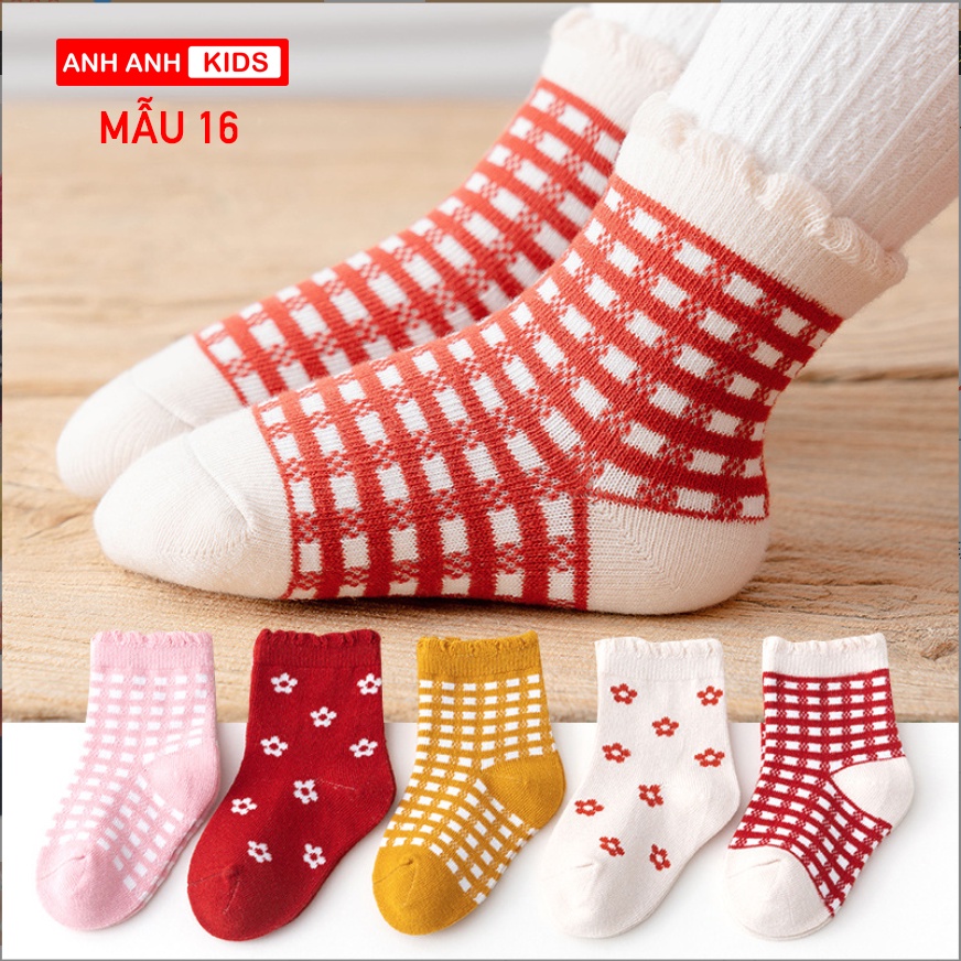 Set 5 đôi Tất cho bé  - Tất trẻ em Thu Đông Cotton Cao Cấp Từ 1 Đến 12 Tuổi ANHANHKIDS - Có bán sỉ