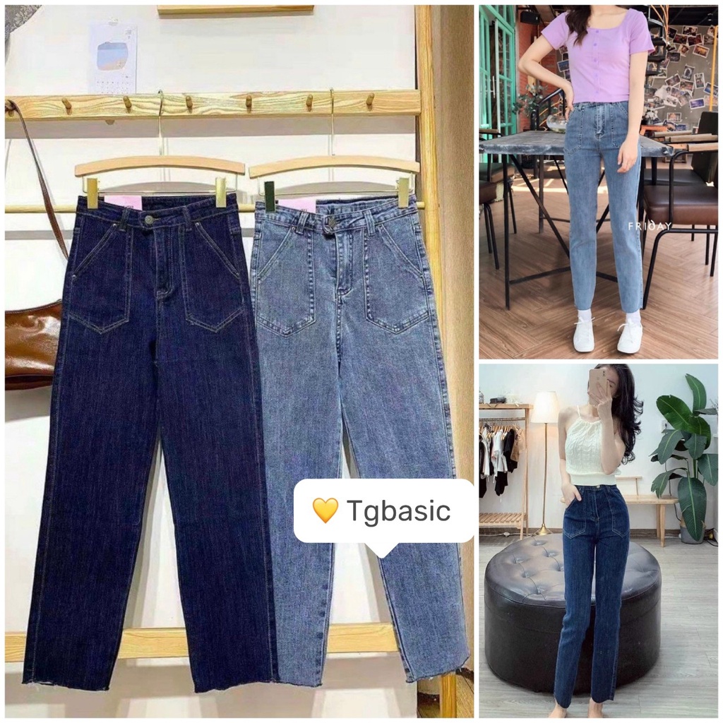 Quần Jean Jeans Nữ Ống Đứng Fanegu Denim 3529 Hàng Quảng Châu, Quần Bò Nữ Chất Dày Đẹp Co Giãn Tốt Lên Form Chuẩn Hình