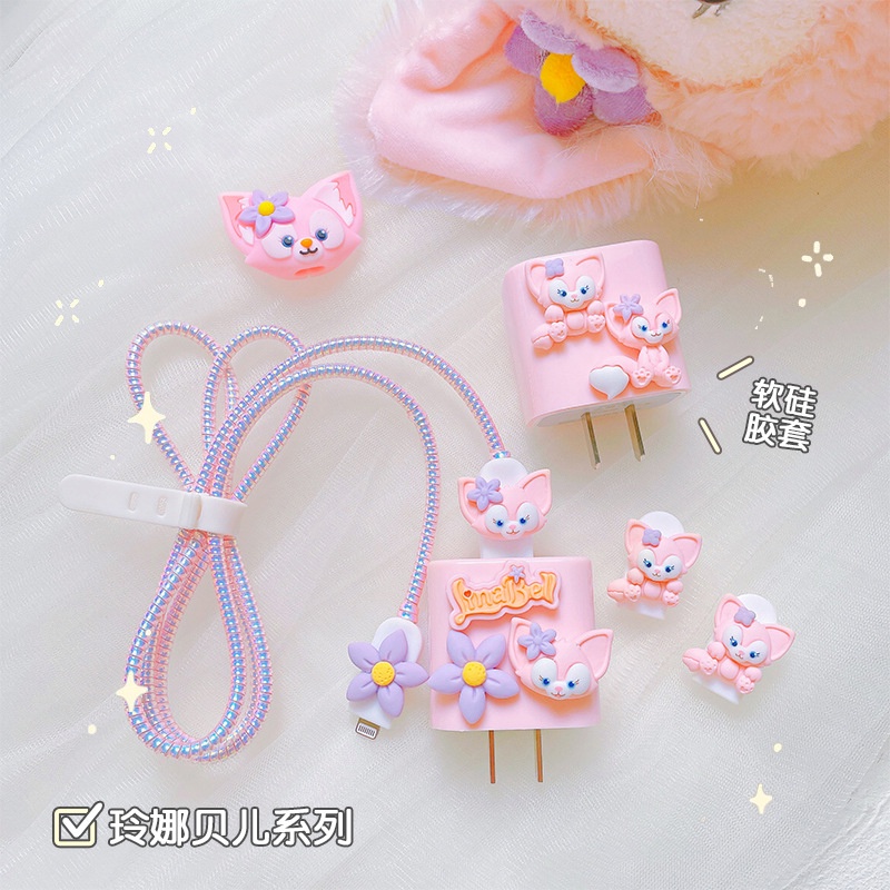 Phụ Kiện Bảo Vệ Dây Cáp Sạc Cho Pink Cute Charger Cover Set compatible iphone 18W/20W 11 12 12pro 12promax 13 13pro 13promax