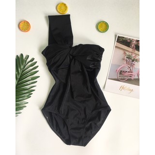Bikini lệch vai liền thân đen