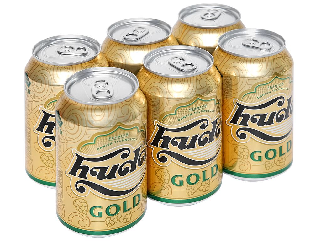Thùng 24 lon bia Huda Gold 330ml / Lốc 6 lon bia Huda Gold 330ml