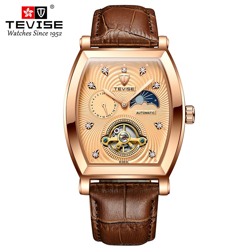 Đồng hồ nam máy cơ chạy tự động không cần pin, đồng hồ đeo tay nam chính hãng TEVISE cao cấp, thời trang và phong độ