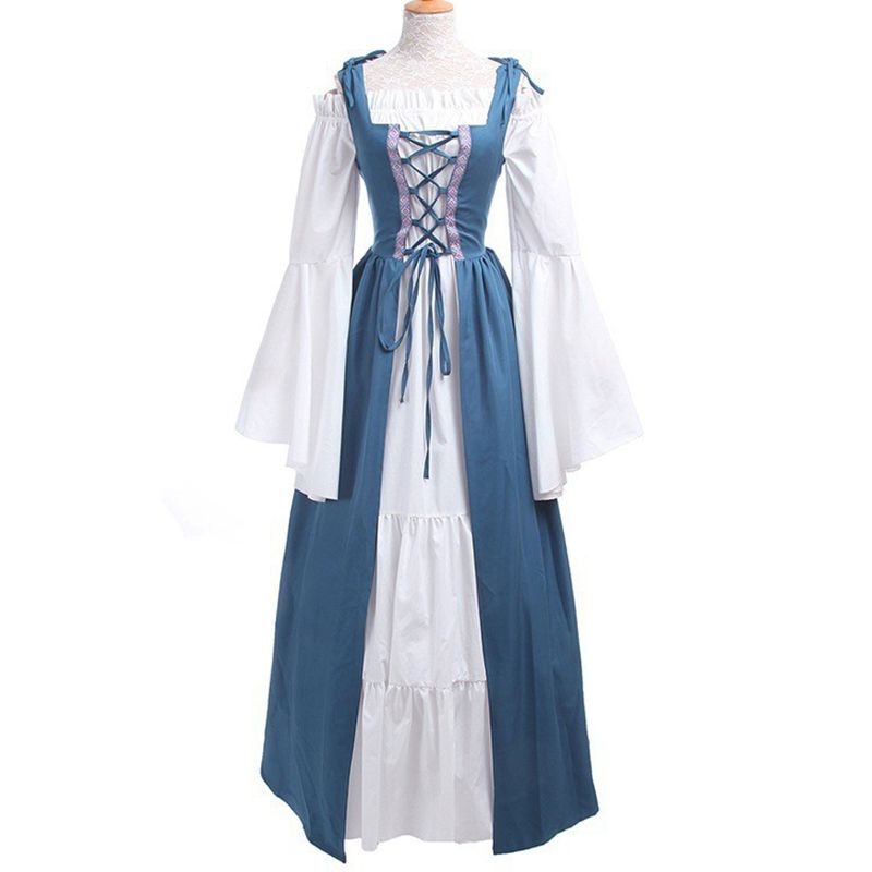 Đầm Dài Thắt Eo Tay Loe Phong Cách Thời Phục Hưng Gothic Cổ Điển Dành Cho Nữ