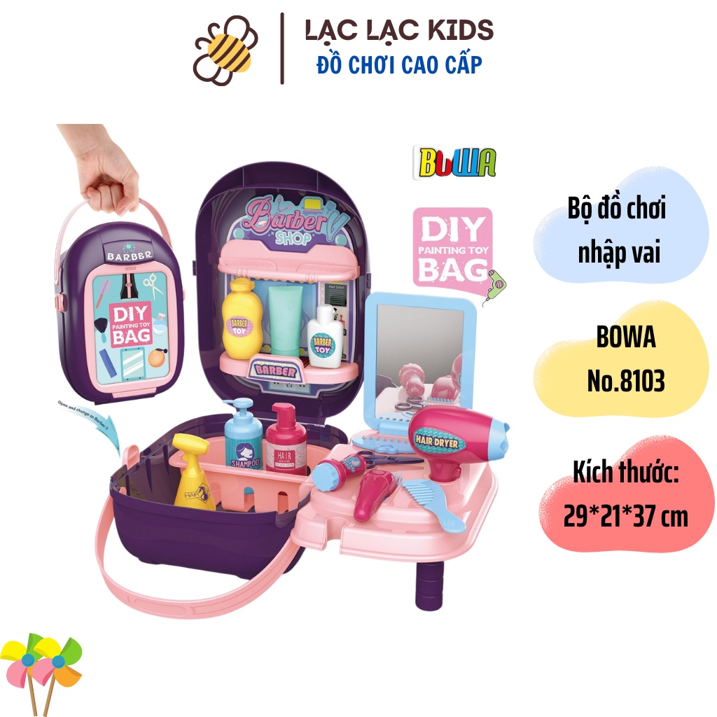 Vali đồ chơi nhập vai BOWA No.8103 cho bé, 25 chi tiết làm tóc