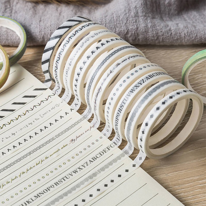 Hanie Băng Keo Washi Tape Dùng Để Trang Trí Cuộn Mỏng
