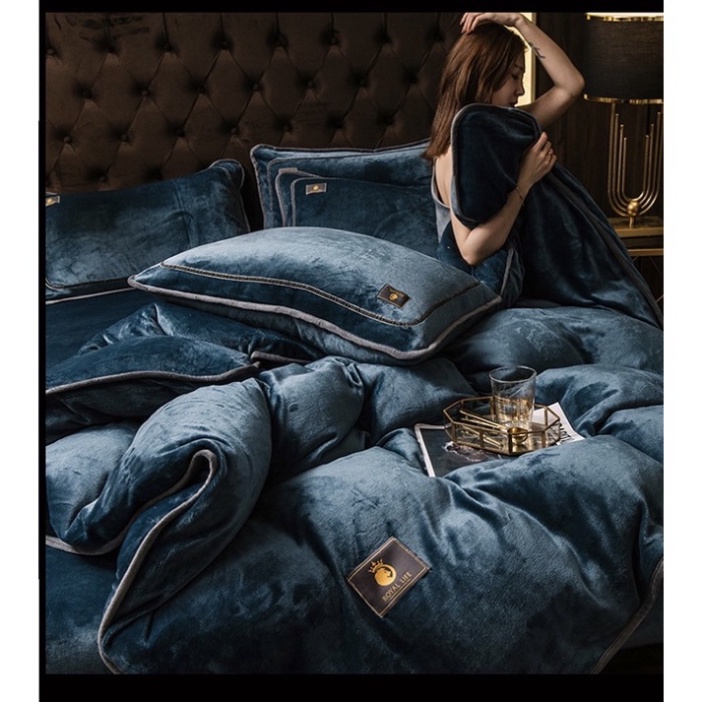 Bộ Chăn Ga Gối Nỉ Tuyết HIN BEDDING, Bộ Chăn Ga Nỉ Nhung Tuyết Màu Sắc Sang Trọng Cao Cấp