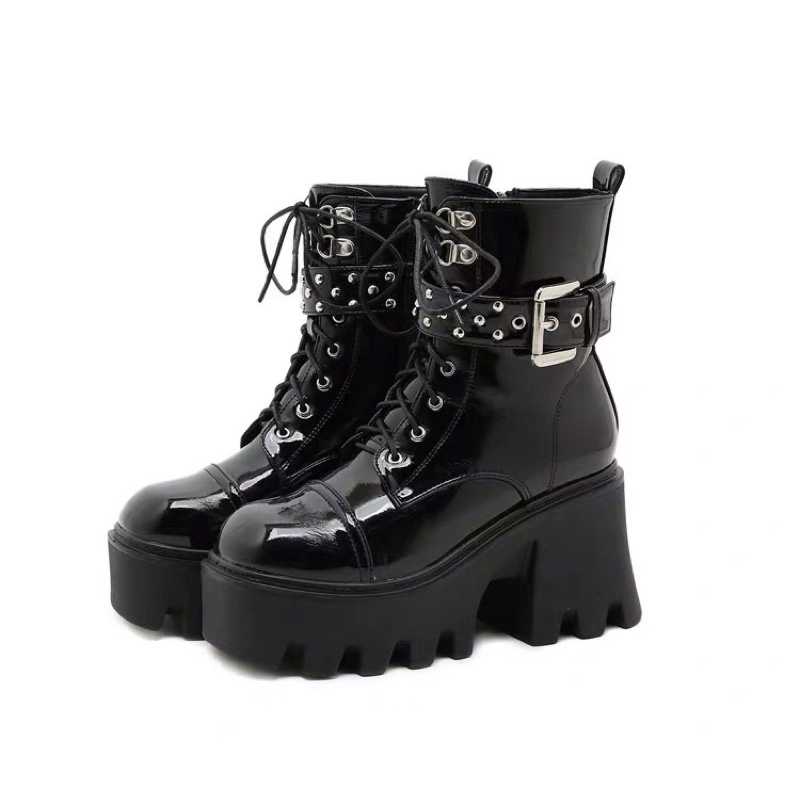 Giày boot đế cao 9,5cm martin boot khoá zipper Gothic Y2k FOOTMADE