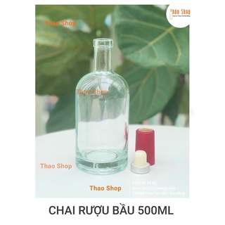 Bình đựng rượu thủy tinh cao cấp 500ml - mẫu chai rượu bầu 500ml