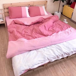 Bộ chăn ga cotton đũi cao cấp nhập khẩu Hàn Quốc pha màu 4 món chất mát lạnh ( không kèm ruột)