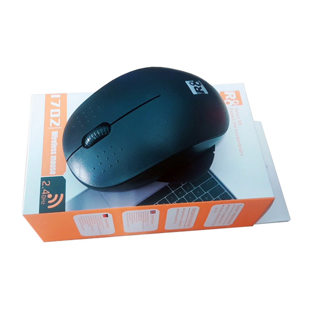 Mouse R8 1702 (KD) đen, chuột máy tính không dây R8 1702