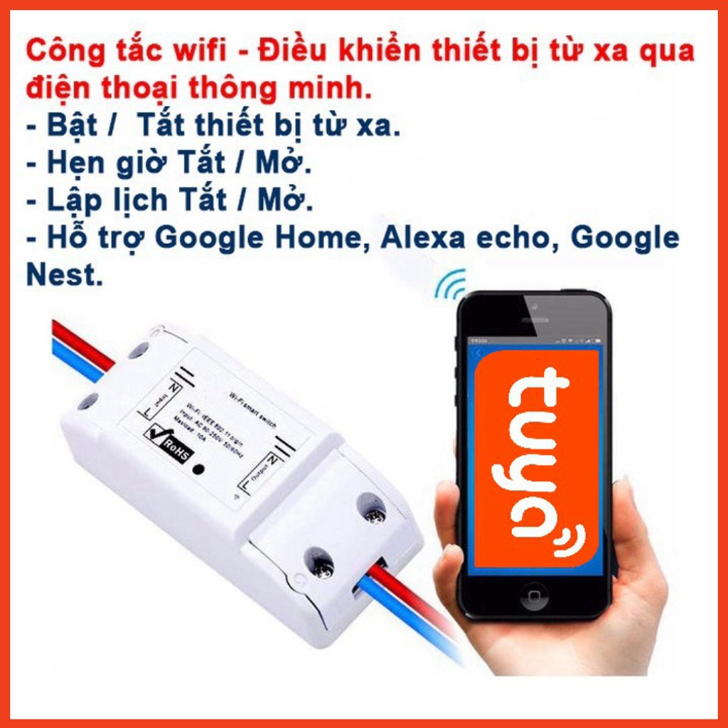 Bộ công tắc wifi công suất lớn 25A (5000W) 1 công tắc smart life và 1 khởi động từ CHINT 25A, công tăc dieu khien tu xa