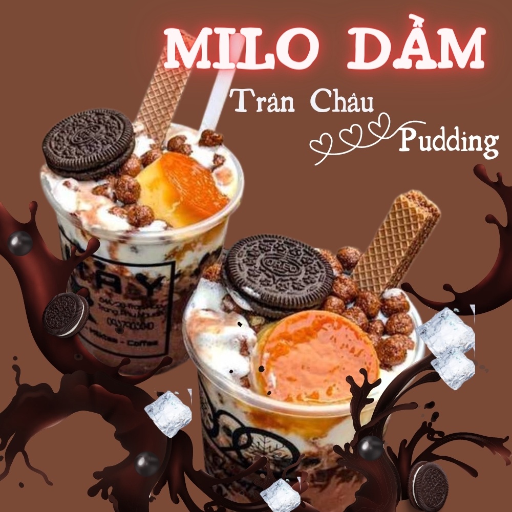 FREESHIP Set Nguyên Liệu Milo Dầm Trân Châu Pudding 10-22 Ly +Tặng Kèm Công Thức Dễ Làm - Milo Cacao Dầm Siêu Ngon!