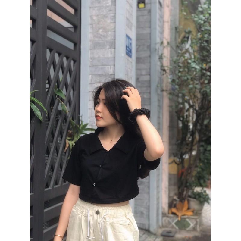 Áo croptop nusxeo đen