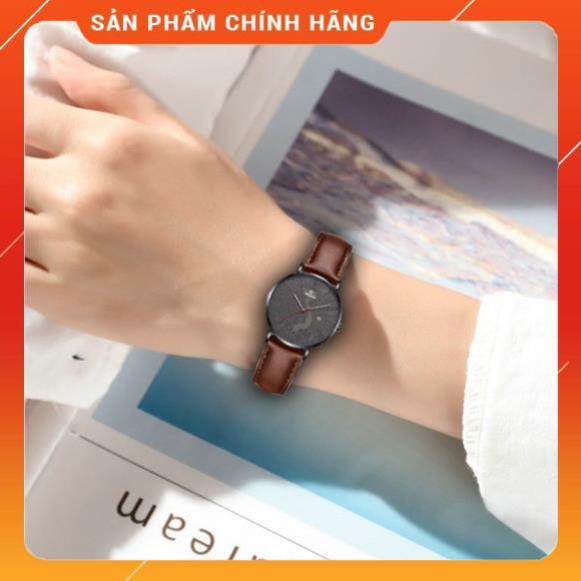 Đồng hồ nữ Draco D22-STN03 "Vietnamese Girl" viền đen kết hợp chất liệu dây da bò màu nâu - phụ kiện thời trang nữ