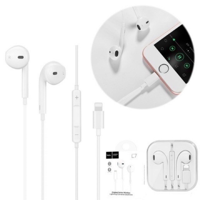 √Tai Nghe nhạc Lightning cho iPhone 7/7Plus, iPhone 8/8plus, iPhone X  Âm Siêu Hay Có Bluetooth Hoco L7 Plus -Chính Hãng