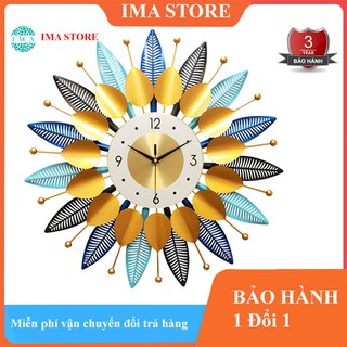 Đồng hồ treo tường trang trí phòng khách hình hoa tặng bộ kim dự phòng và đinh treo
