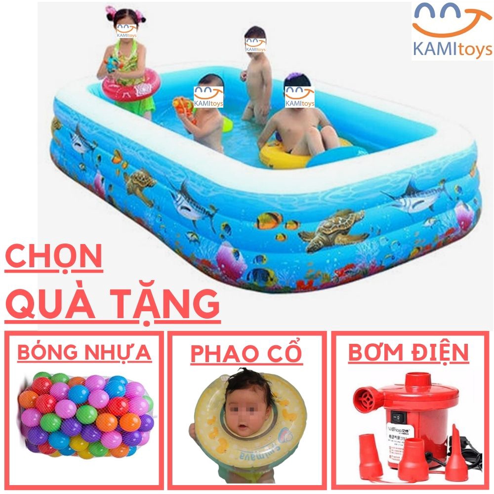 Bể phao bơi ❤️Chọn Cỡ❤️Đồ kèm(chọn Bơm Áo phao Bóng ) hồ bơi nhà lều chơi banh bơm hơi CHỮ NHẬT cho trẻ em bé trong nh