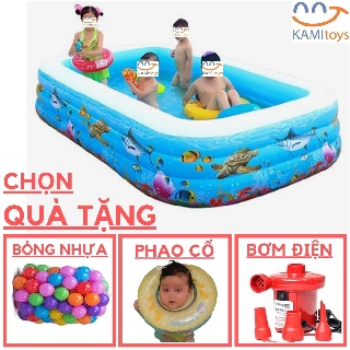 Bể phao bơi ❤️Chọn Cỡ❤️Đồ kèm(chọn Bơm Áo phao Bóng ) hồ bơi nhà lều chơi banh bơm hơi CHỮ NHẬT cho trẻ em bé trong nh