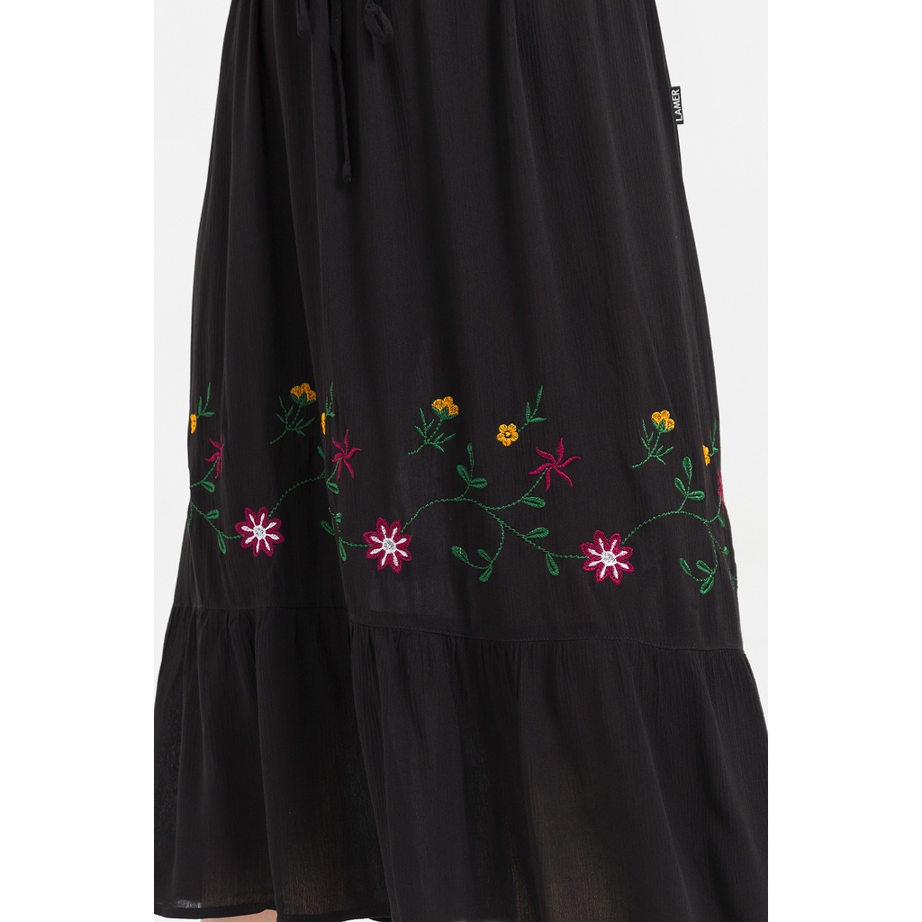Đầm Maxi LAMER Thêu Gấu Nơ Eo L63M21H042