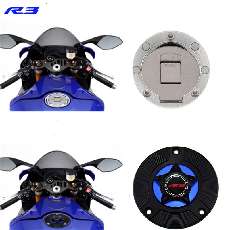 LOGO YZF-R3 Motorcycle Accessories Gas Fuel Tank Cap Cover CNC Aluminum for YAMAHA YZF R3 YZFR3 YZF-R3 2015-2017