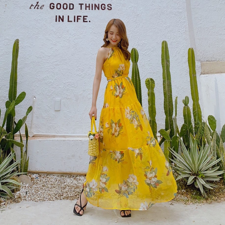 Váy maxi ⚡𝑺𝑰𝑬̂𝑼 𝑻𝑶̂𝑵 𝑫𝑨́𝑵𝑮⚡ Váy dáng dài đi biển, vải voan 2 lớp, mềm mại, hàng Quảng Châu cao cấp loại 1 | BigBuy360 - bigbuy360.vn