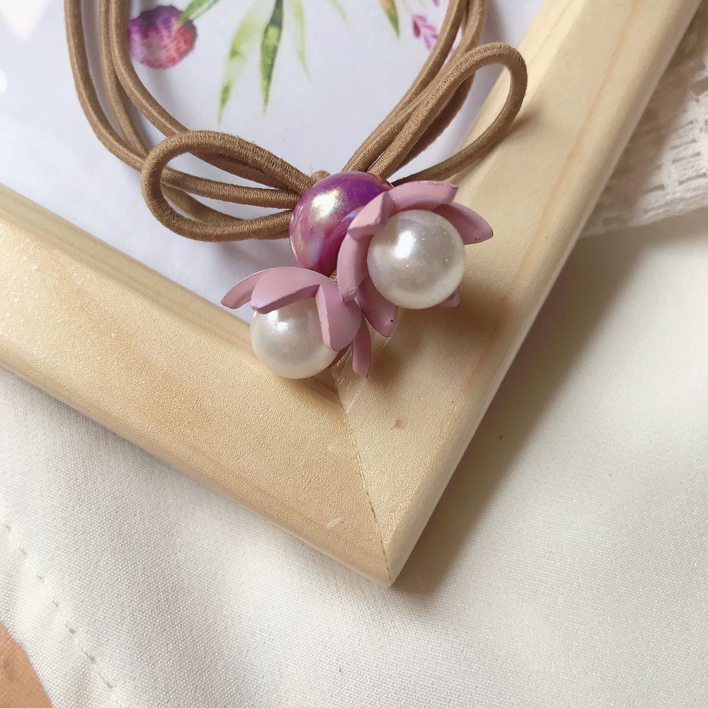 [XẢ LỖ MÙA DỊCH] Buộc tóc hình hoa đính hạt giá ngọc trai Hàn Quốc xinh xắn