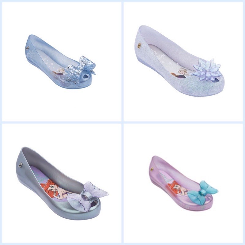 Giày búp bê nhựa dẻo thơm Melissa cho bé gái size lớn hoạ tiết Frozen/nàng tiên cá