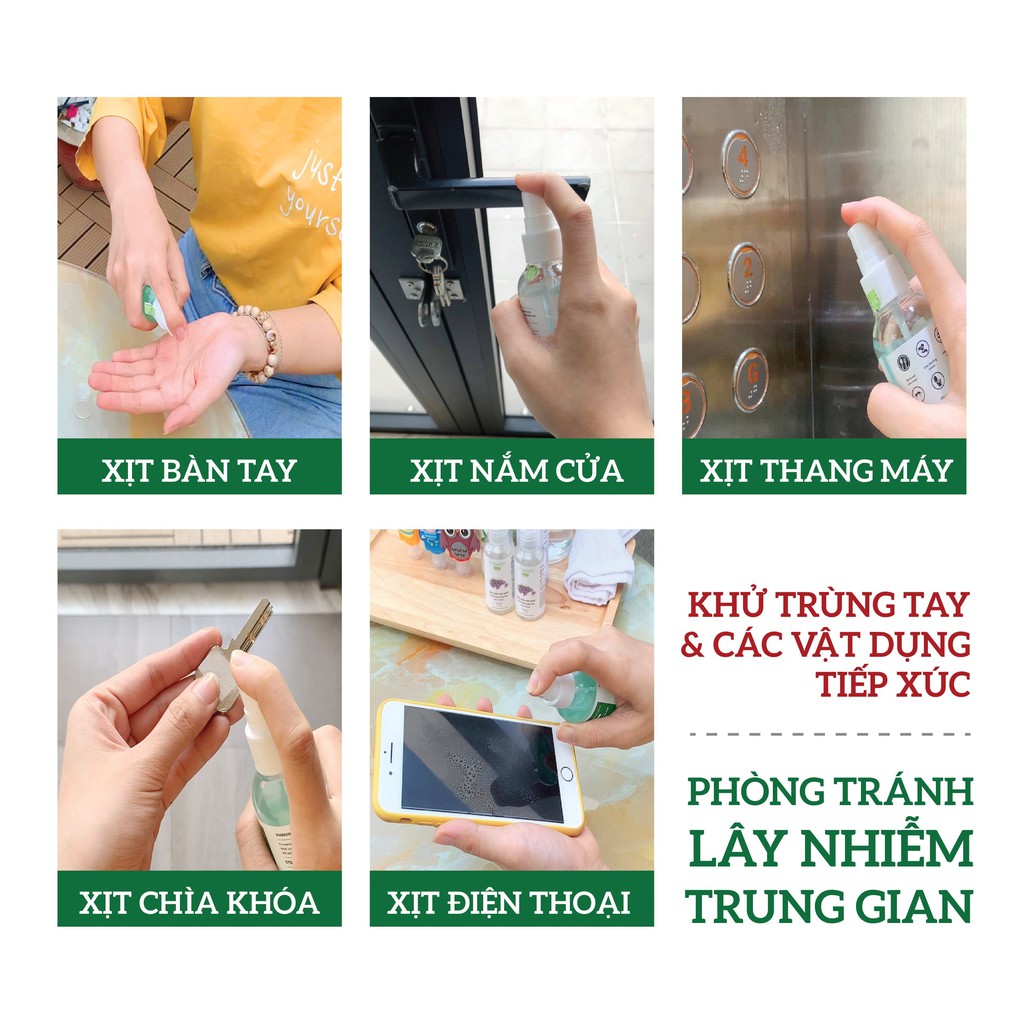 Xịt Rửa Tay Bạc Hà Làm Sạch Vượt Trội, X3 Dưỡng Ẩm Không Gây Khô Da MILAGANICS 100ml (Chai)