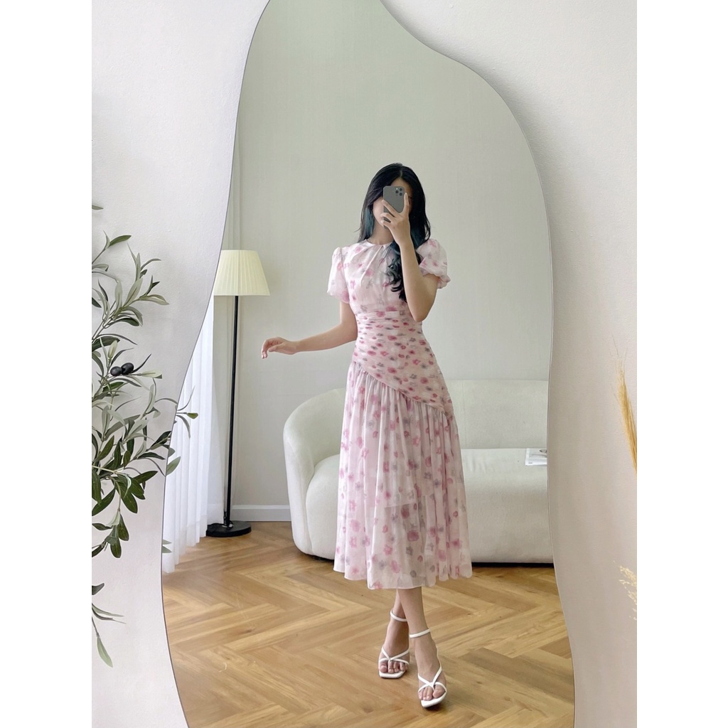 TIELA Đầm váy hoa hồng xếp nhún - Helen Dress