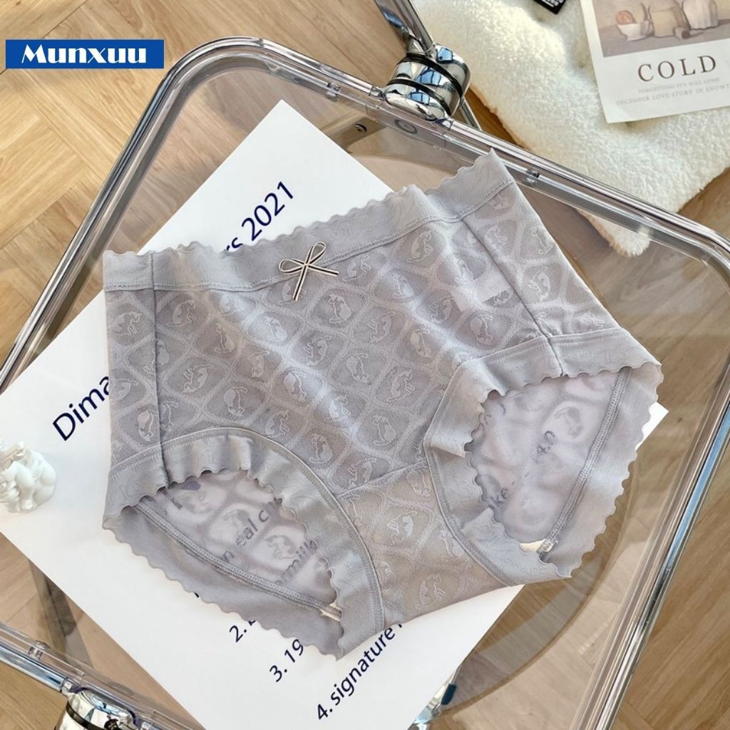 Quần lót ren cao cấp cạp cao tôn eo thon gọn, ren hoa gấm phối viền Su siêu mềm mại – MUNXUU QC65