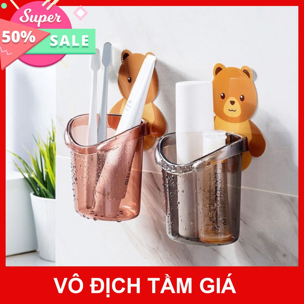 Ly Cốc Dán Tường Hình Gấu Nâu Đựng Bàn Chải, Kem Đánh Răng, Đồ Dùng Nhà Tắm - CỐC GẤU DÁN TƯỜNG sỉ sll SẴN HÀNG GIAO NGA