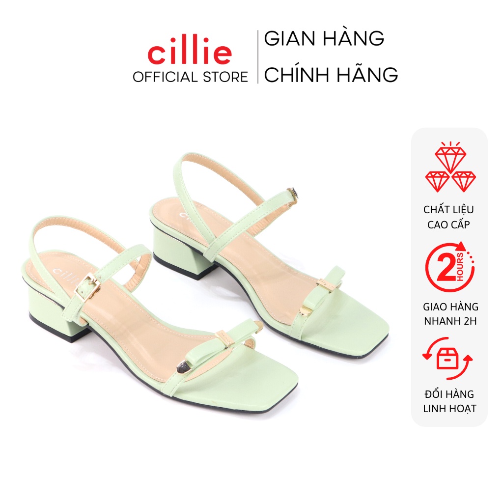 Giày sandal nữ quai ngang đơn giản mũi vuông quai mảnh nữ tính nhẹ nhàng màu pastel mang đi chơi làm Cillie cao 2cm 1002