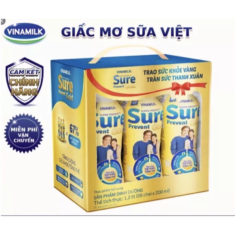 Thùng 24 chai sữa bột pha sẵn Sure prevent gold 200ml