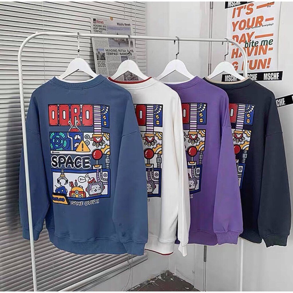 Áo Nỉ Sweater Dành cho nam và nữ kiểu dáng Basic Thêu Hình Siêu Đẹp - Nỉ Loại 1 Form 70kg