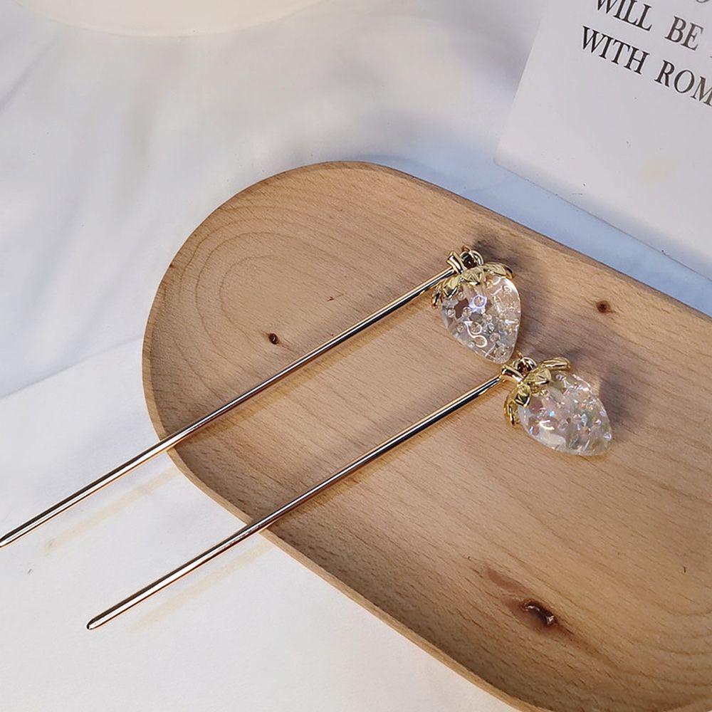 IVORY Trâm Cài Tóc Trong Suốt Hình Trái Dâu Tây Ngọt Ngào Sáng Tạo Cho Nữ